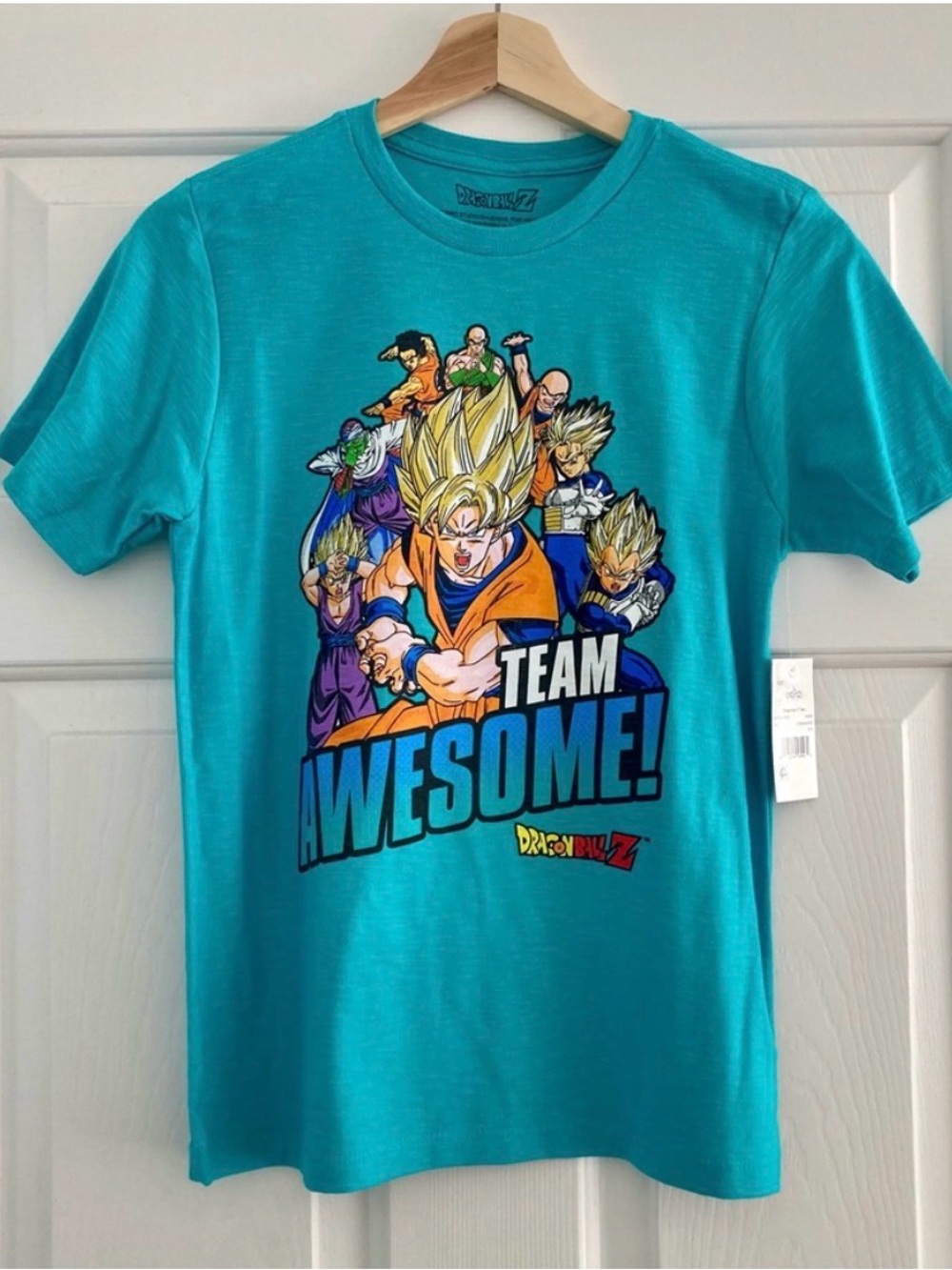 Dragon Ball Z Team Awesome Graphic Tee Boys Size L 10/12 NWT Blue Anime Shirt